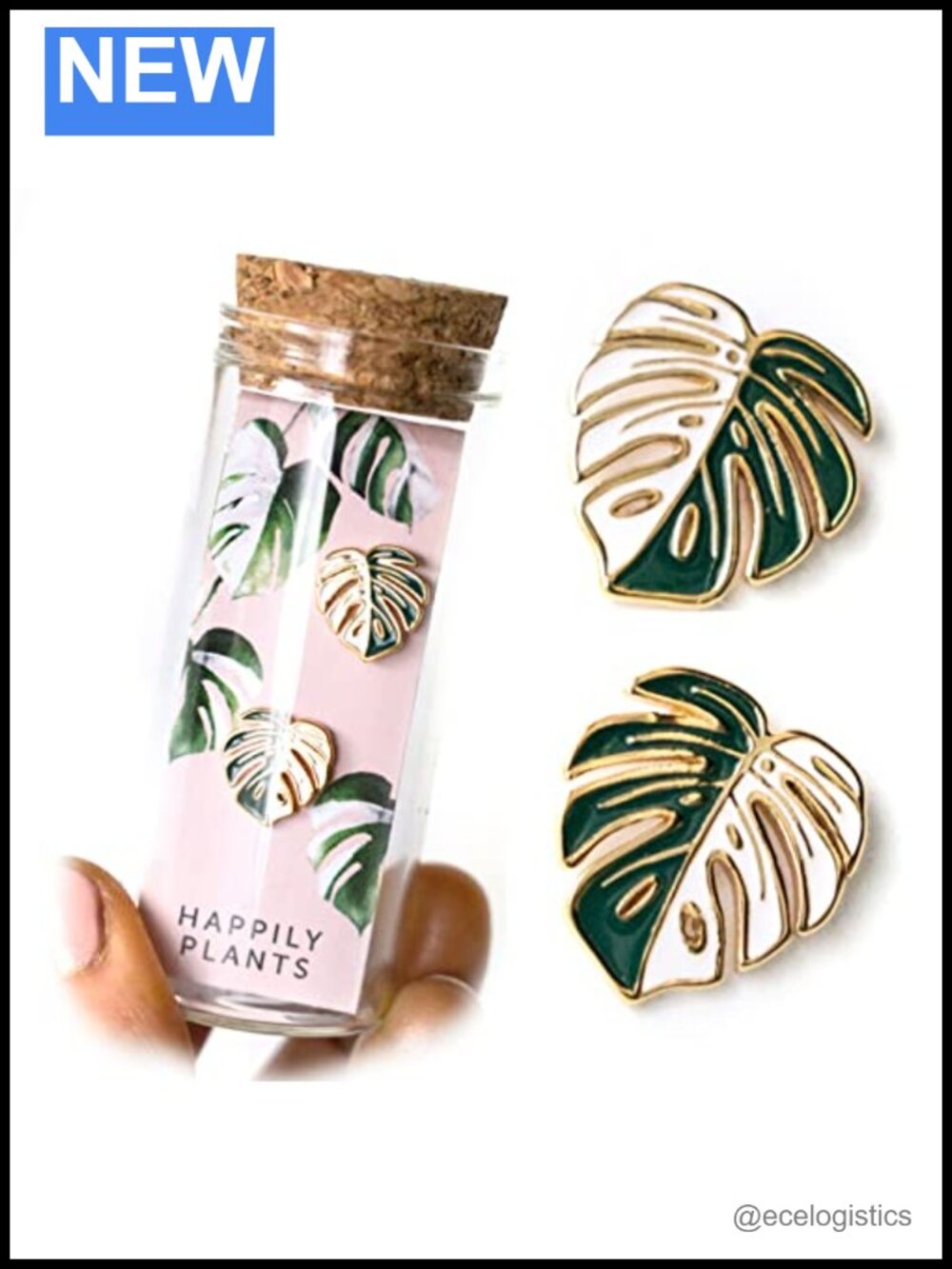 18k Gold Plated Monstera Albo Stud Earrings Sterling Silver Hypoallergenic